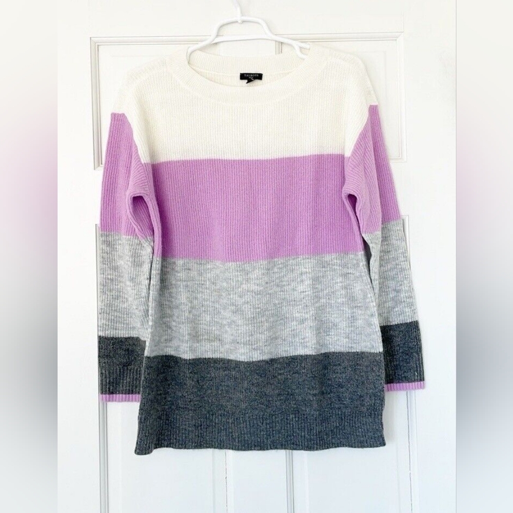 Talbots Brand | Women's Multicolored PINK/WHITE/GREY Stripe Sweater Size Large - Picture 6 of 7